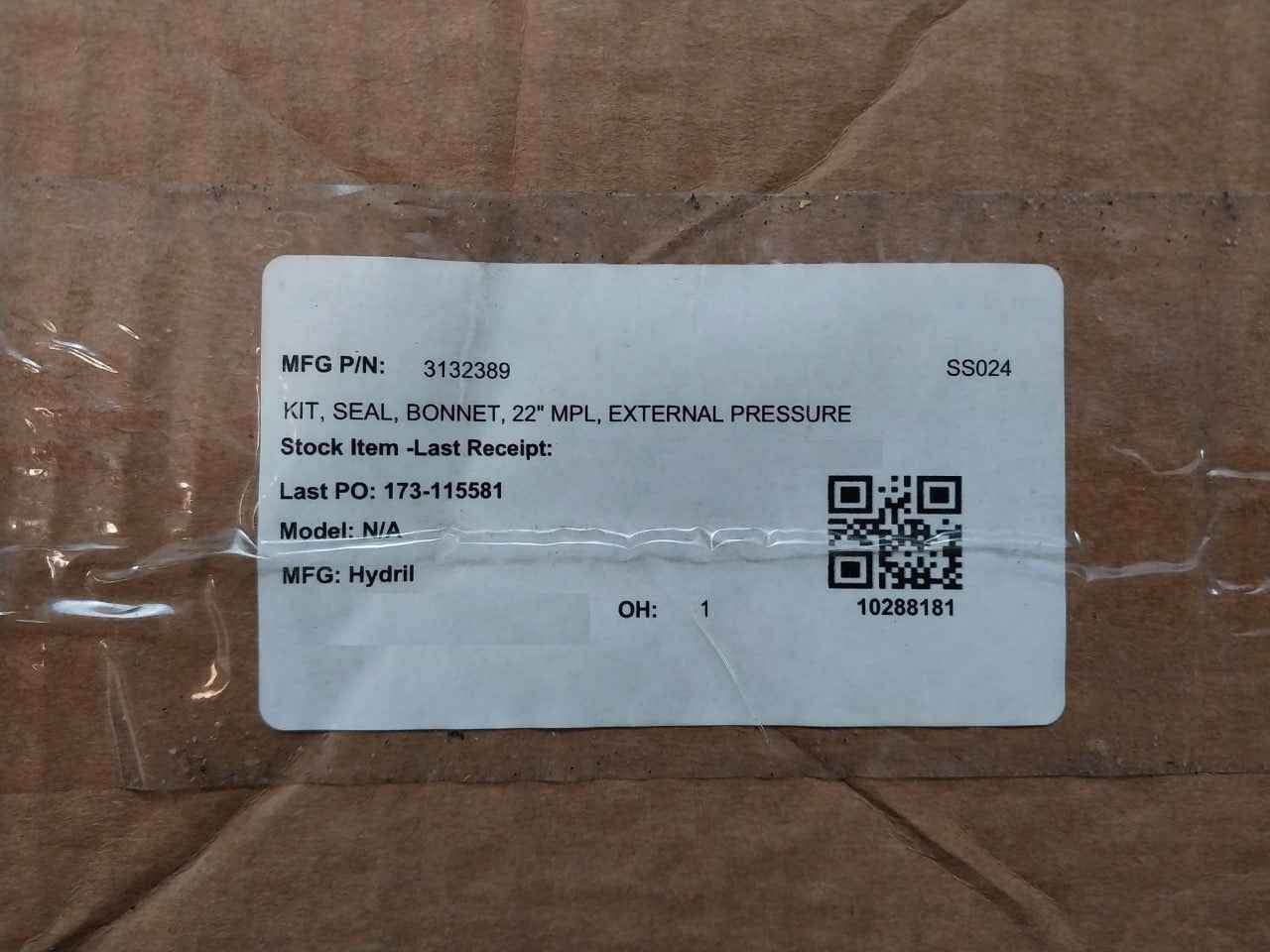 Hydril 3132389 Bonnet Seal Kit 3118487, 3114949-03 Rev Lvl:C Size: 22 X 1/8 X 1