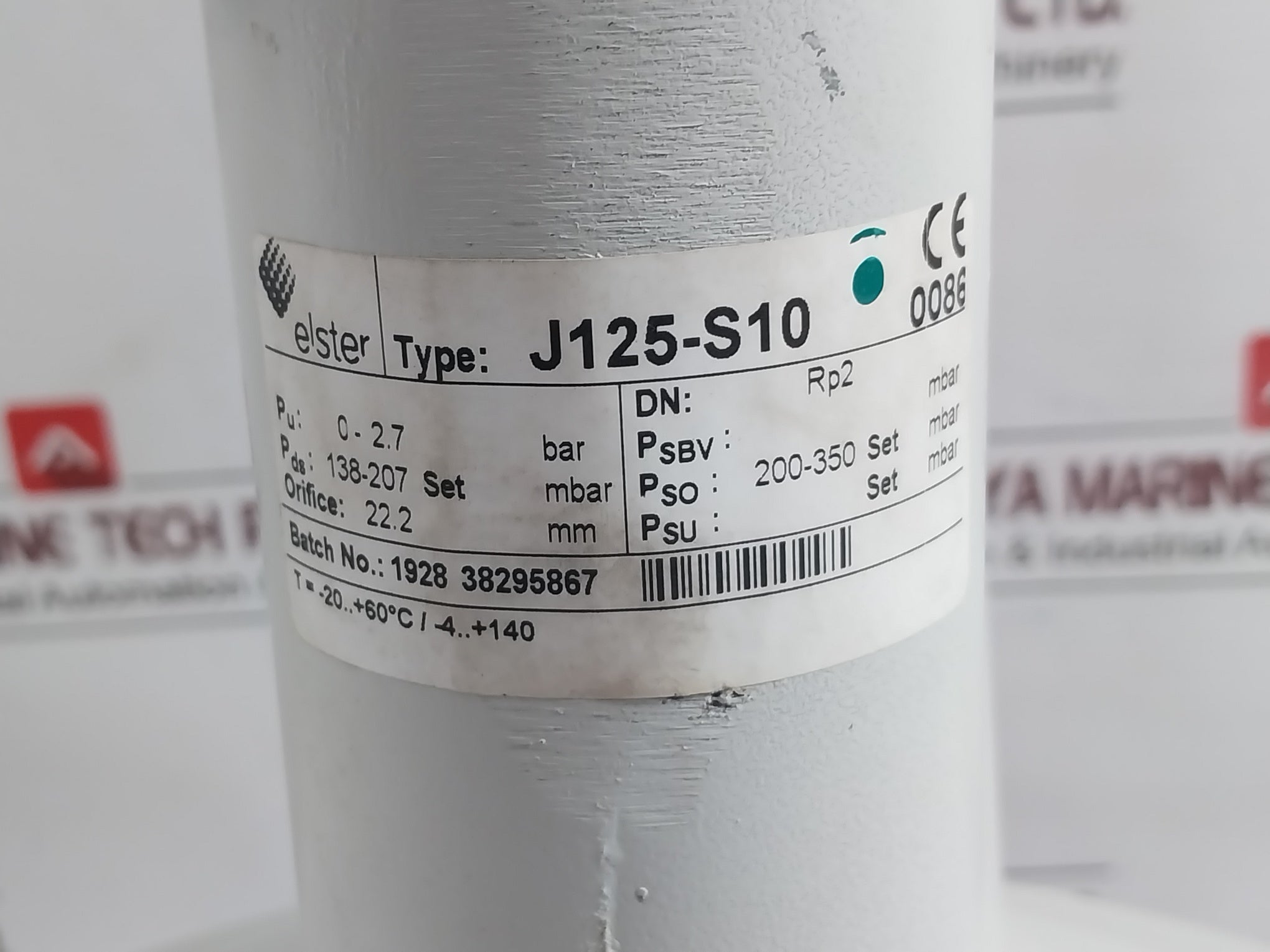 Elster J125-s10 Pressure Regulator W/Bsp Thread 22.2 Mm 138–207 Mbar 841012112