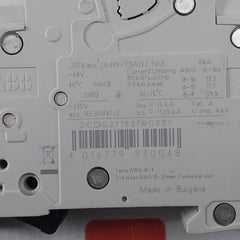 Abb 2Cds271337R0337 1 Pole Circuit Breaker Unit 60/75?C 50/60 Hz