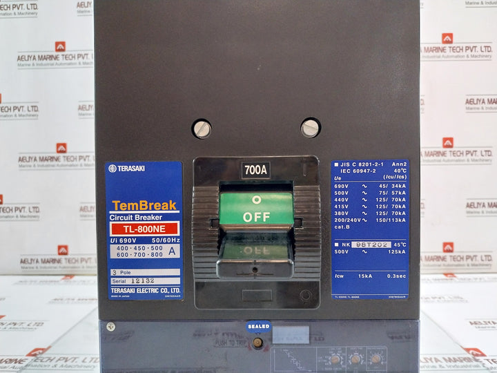 Terasaki Electric Tl-800Ne Tembreak Circuit Breaker 3Pole 50-60Hz 500V-125Ka