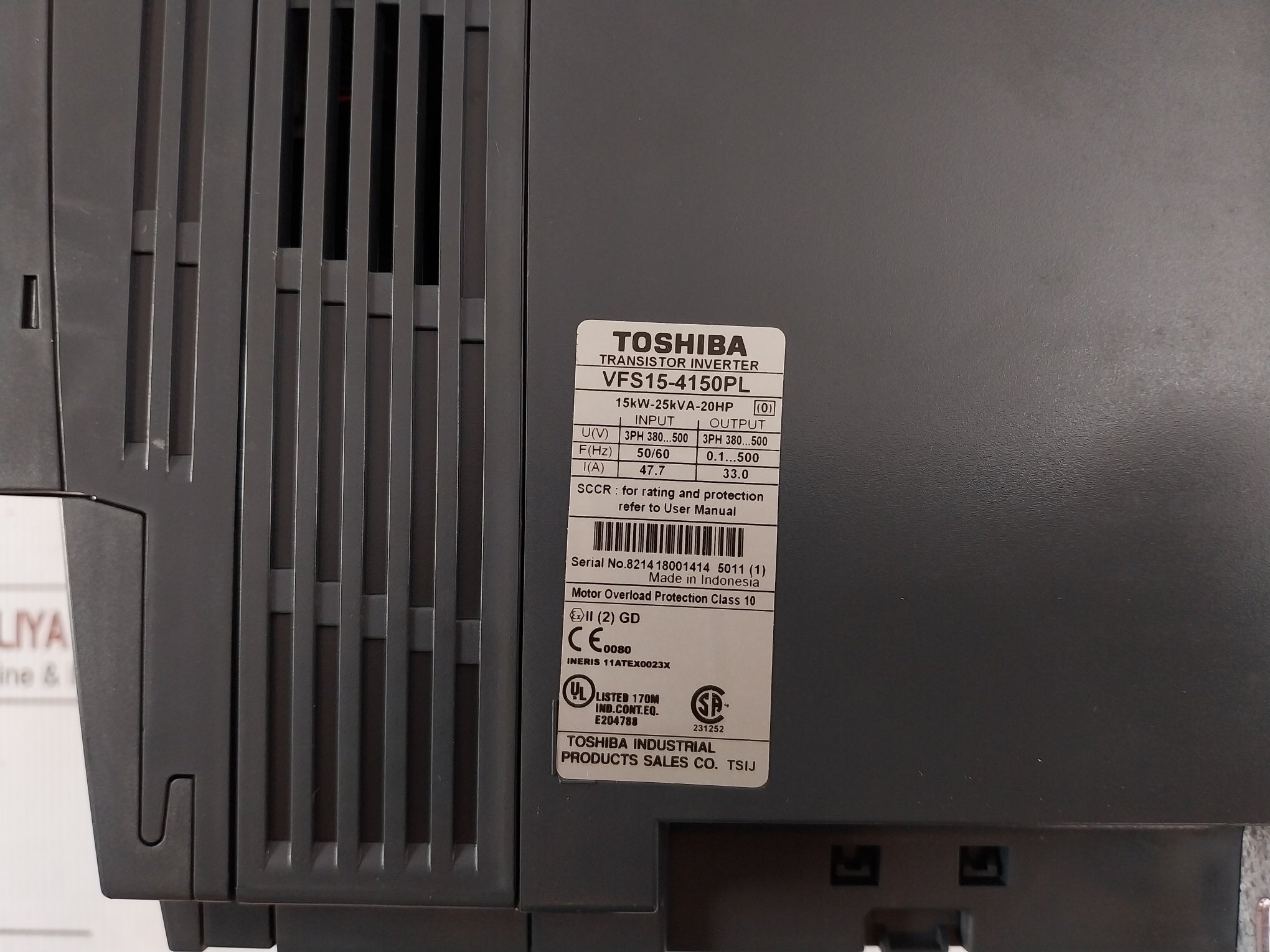 Toshiba Vfs15-4150Pl Variable Frequency Drive (Inverter) Vf-s15 15Kw-25Kva-20Hp