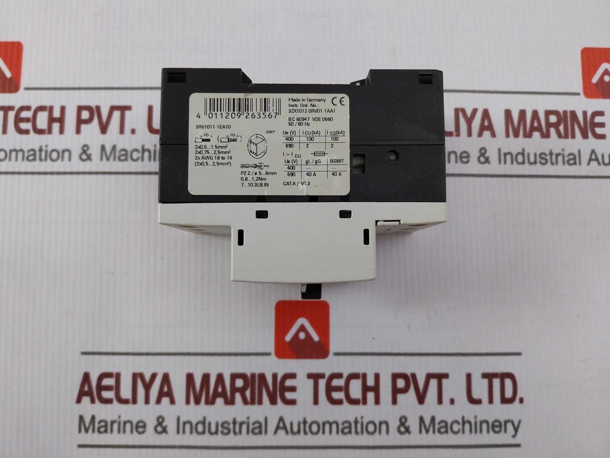 Siemens 3Rv1011-1Ea10 Circuit Breaker 50/60Hz