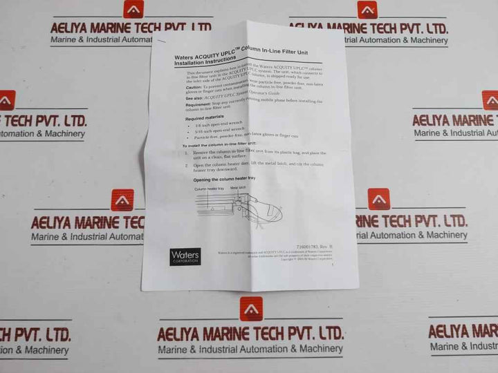 205000343 Rev.: Bacquity Column In-line Filter Unit Kit Waters