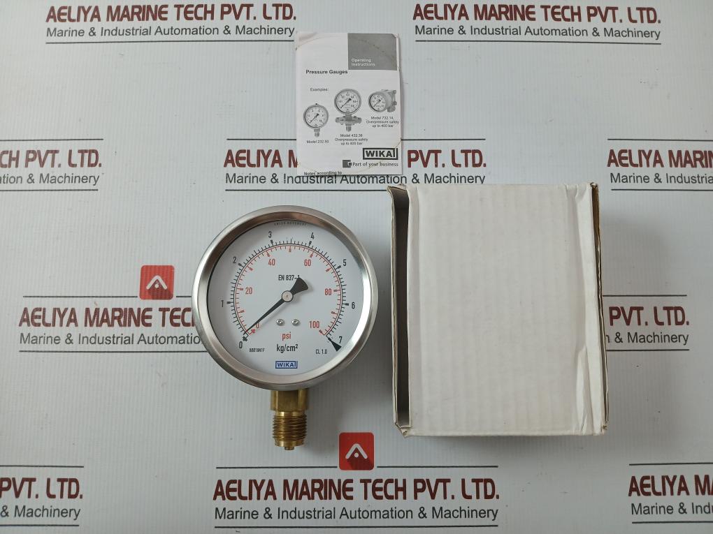 212.53.100 Pressure Gauge 0 To 100 Psi-7 Kg/Cm2 Wika