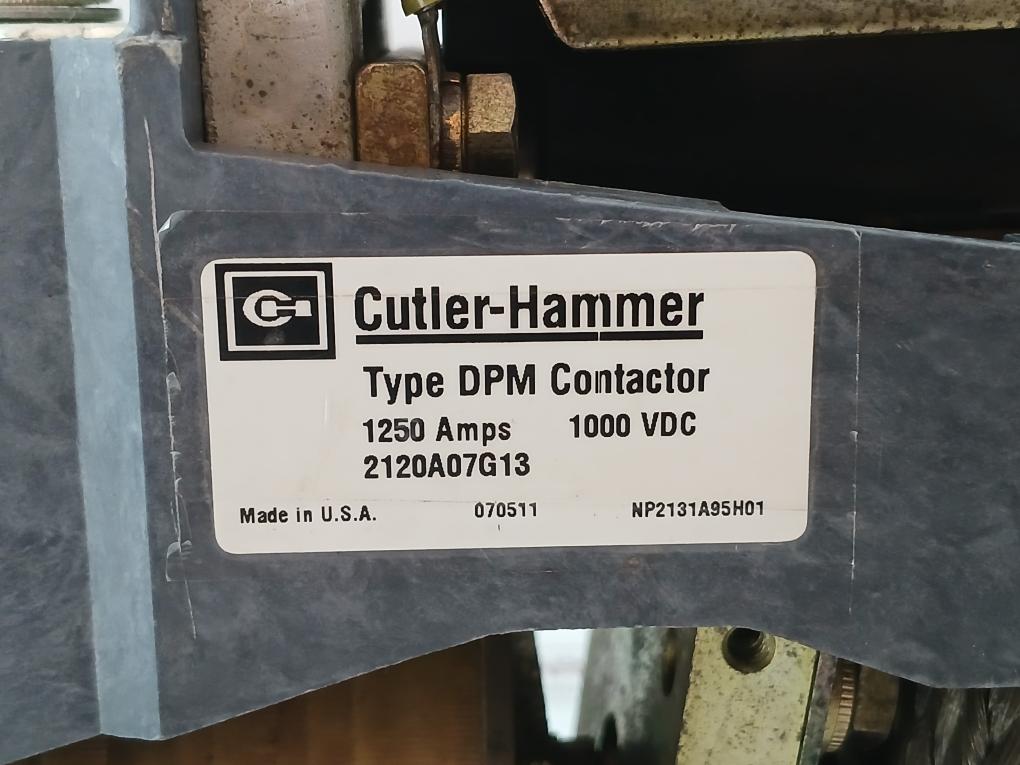 2120A07G13 Dpm Contactor 1250Amps 1000Vdc Cutler-hammer