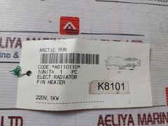 220V 1Kw Electric Fin Heater A6110110