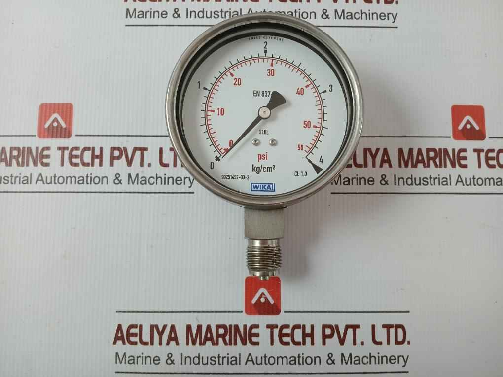 230.20.100 Pressure Gauge 0 To 56 Psi 0 To 4 Kg/Cm2 Wika