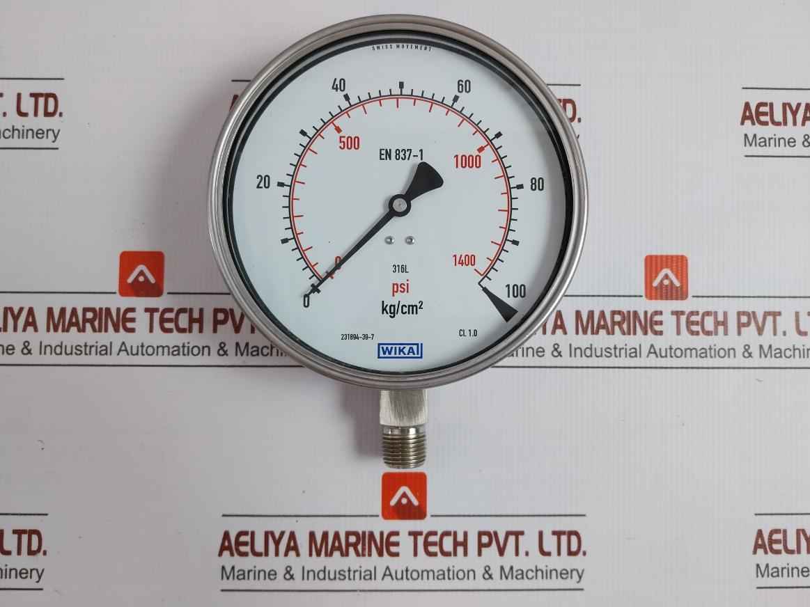 230.20.160 Pressure Gauge 100 Kg/Cm2 & Psi -40C To +70C Wika