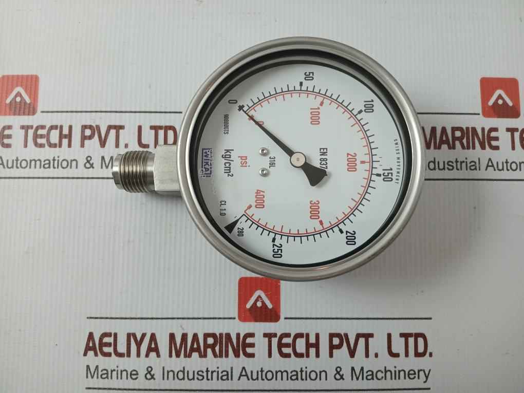 232.50.100 Bourdon Tube Pressure Gauge 280 Kg/Cm2 & Psi Wika