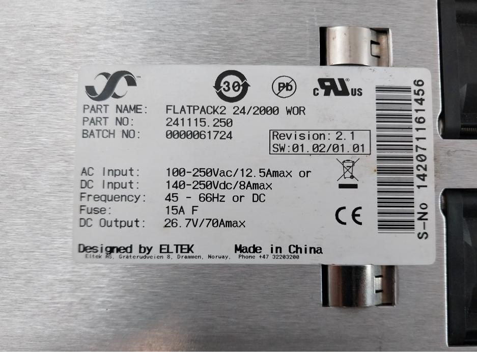 241115.250 Rectifier And Power Supply Module 26.7V/70Amax Eltek