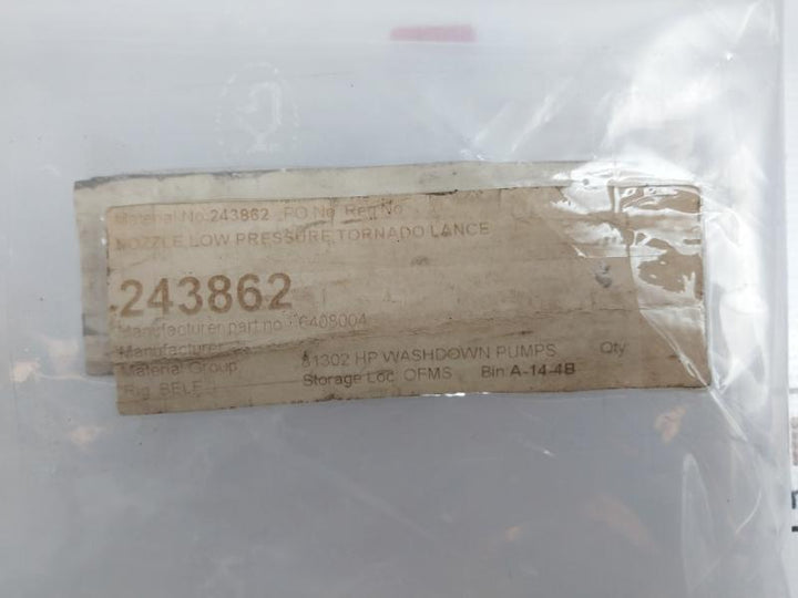 243862 Nozzle Low Pressure Tornado Lance For Hp Washdown Pumps