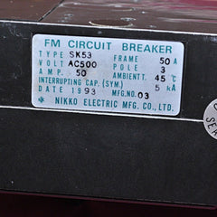 Nikko Electric Sk53 Fm Circuit Breaker 500V 50A