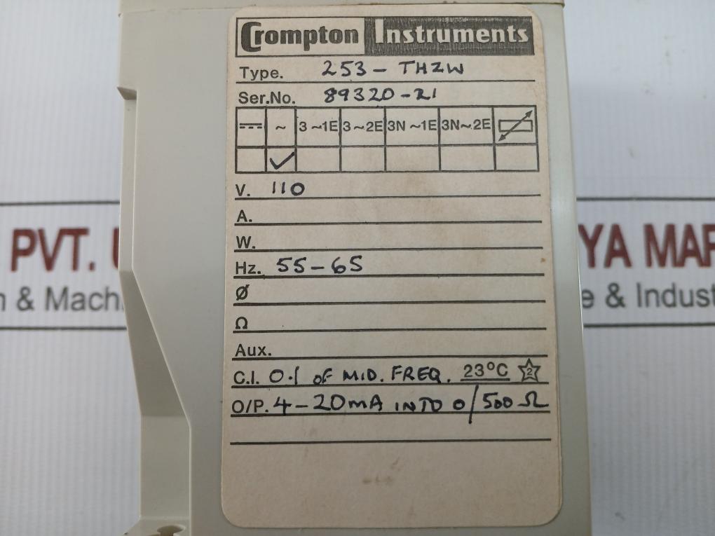 253-thzw-pmhg Self-powered Frequency Transducer Crompton Instruments