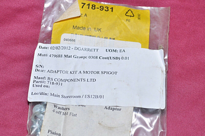Rs components 718-931 adaptor kit a motor spigot