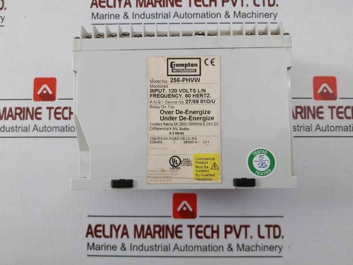 256-phvw-pqbx-c6-lc-kg Voltage And Frequency Relay Crompton Instruments