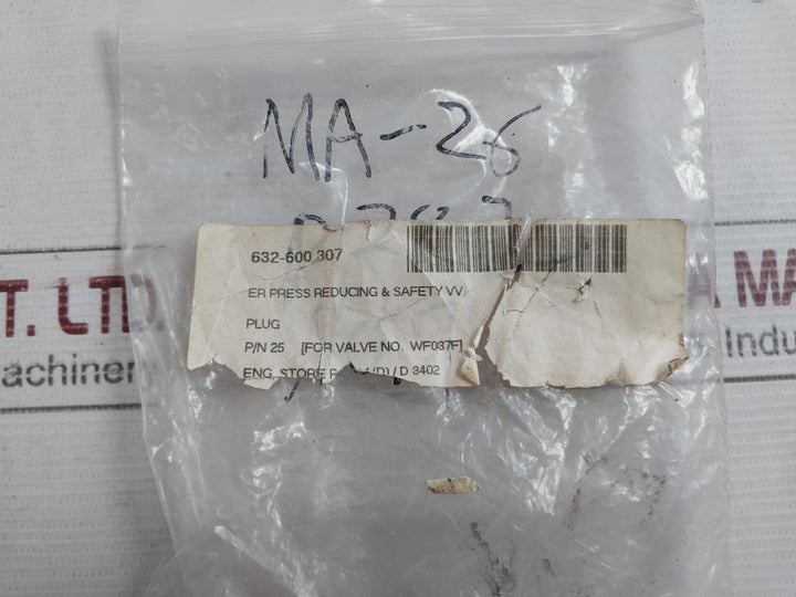 25 Plug Water Inlet Pressure Reducing Valve Part 632-600.307