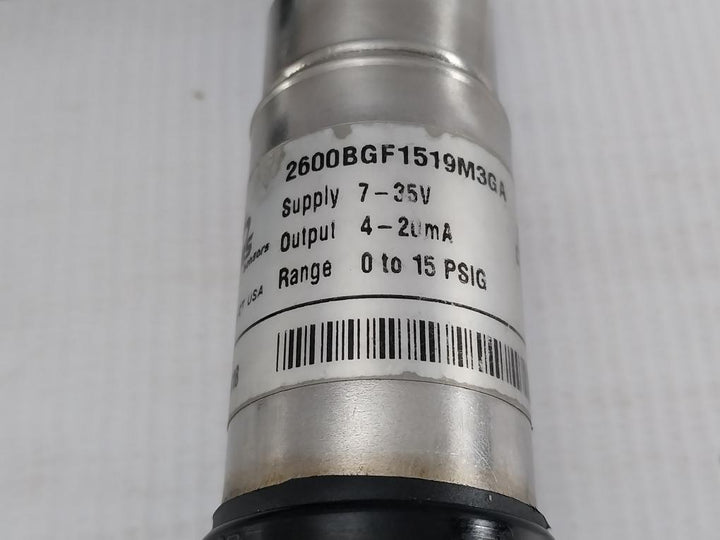 2600Bgf1519M3Ga Pressure Sensor Range - 0 To 15 Psig Gems Sensors 4-20 Ma