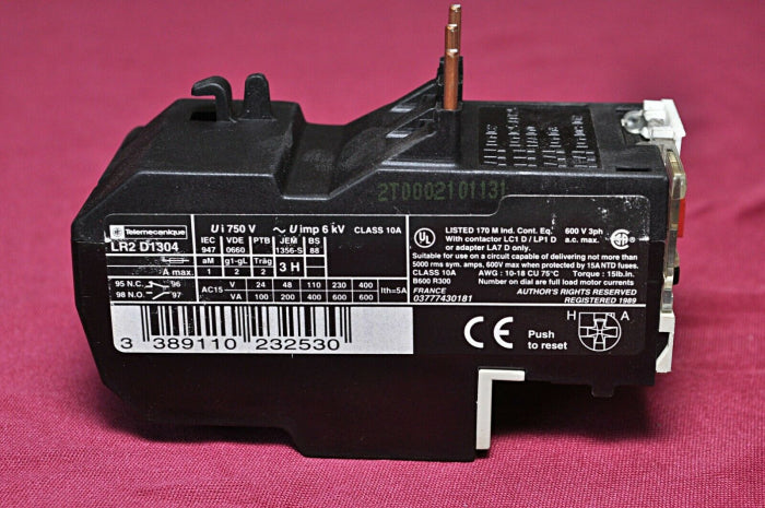 Telemecanique lr2 d1304 thermal overload relay