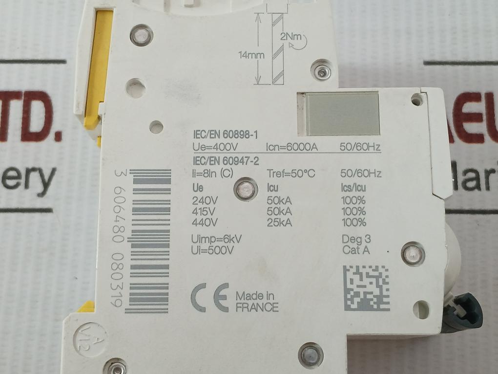 2 Pole Circuit Breaker 50/60Hz 3A Schneider Electric Ic60N A9F74203