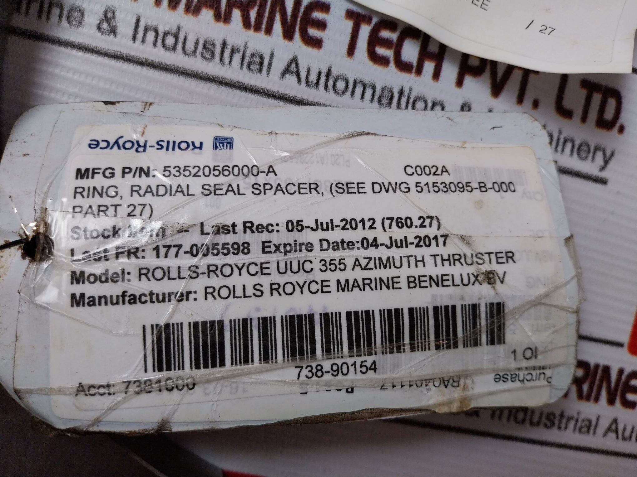 Rolls-royce 5352056000-a Radial Seal Spacer Ring