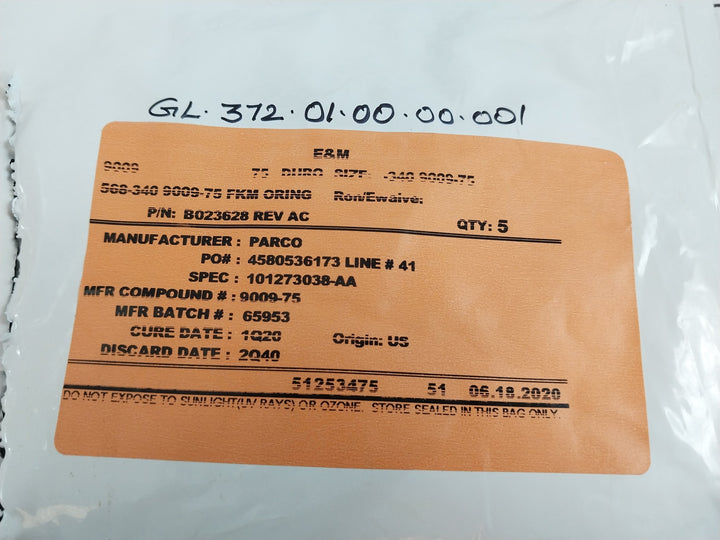 Lot of 10X PARCO 9009-75 O-Ring Cylinder Valve/Oil Pipe Inter