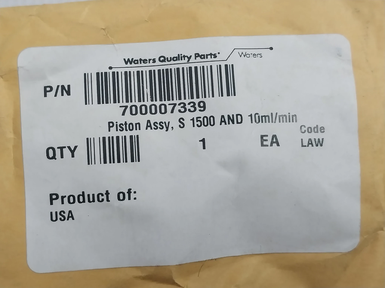 Waters 700007339 Piston Assy S1500 10Ml/Min
