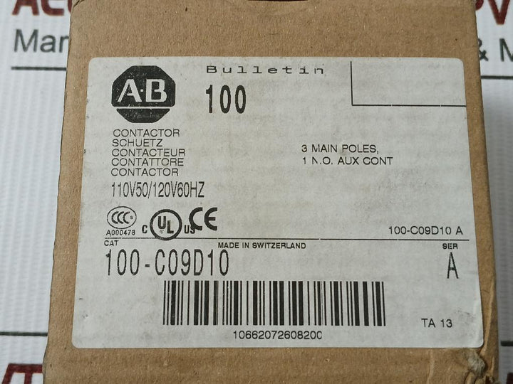 3-pole Contactor 100-c09*10 Allen-bradley 600V Ac