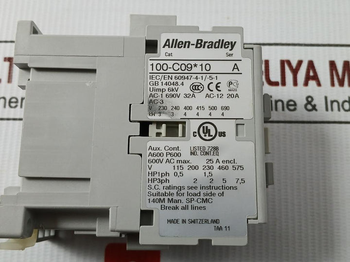 3-pole Contactor 100-c09*10 Allen-bradley 600V Ac