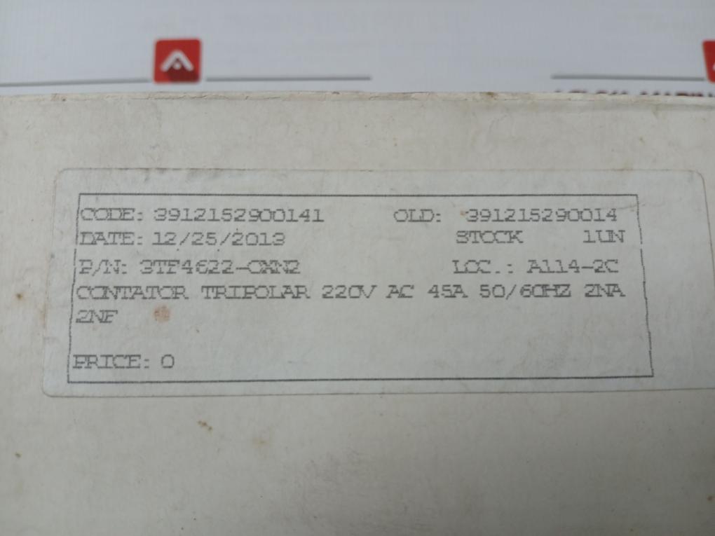 3-pole Contactor Ac 220V 50/60Hz Siemens 3Tf46 22-0Xn2