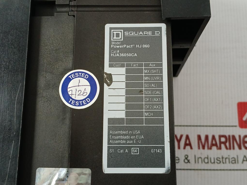 3-pole Molded-case Circuit Breaker Hj-060 Square D 750V 50/60Hz
