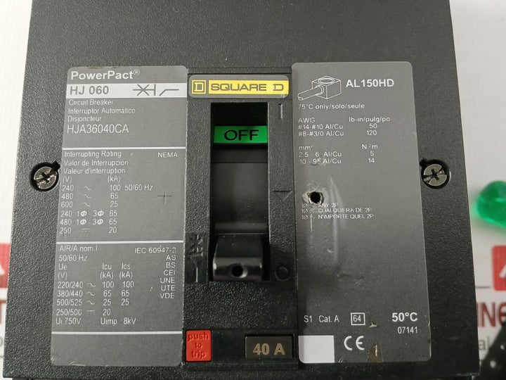 3-pole Molded-case Circuit Breaker Hj-060 Square D 750V 50/60Hz