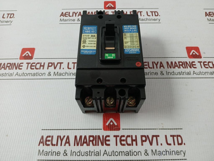 3-pole Molded Case Circuit Breaker 660V 30A Hyundai Hbe-53