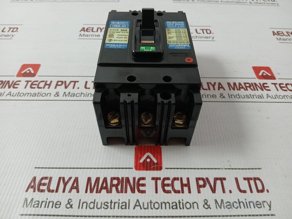 3-pole Molded Case Circuit Breaker 660V 30A Hyundai Hbe-53