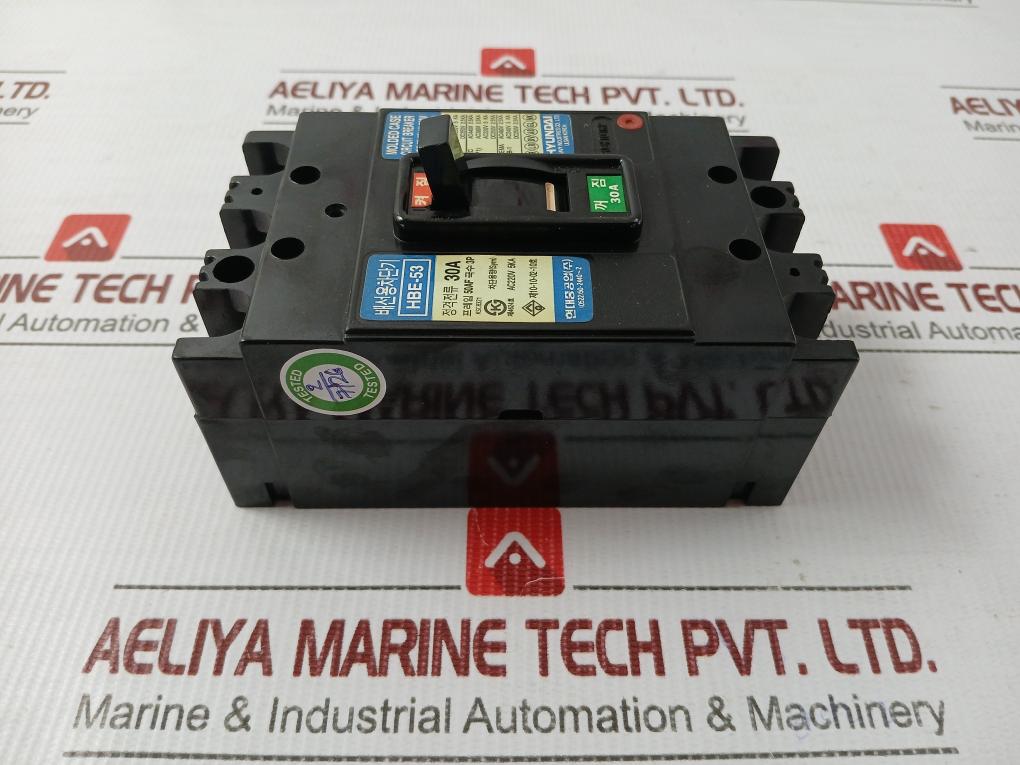 3-pole Molded Case Circuit Breaker 660V 30A Hyundai Hbe-53