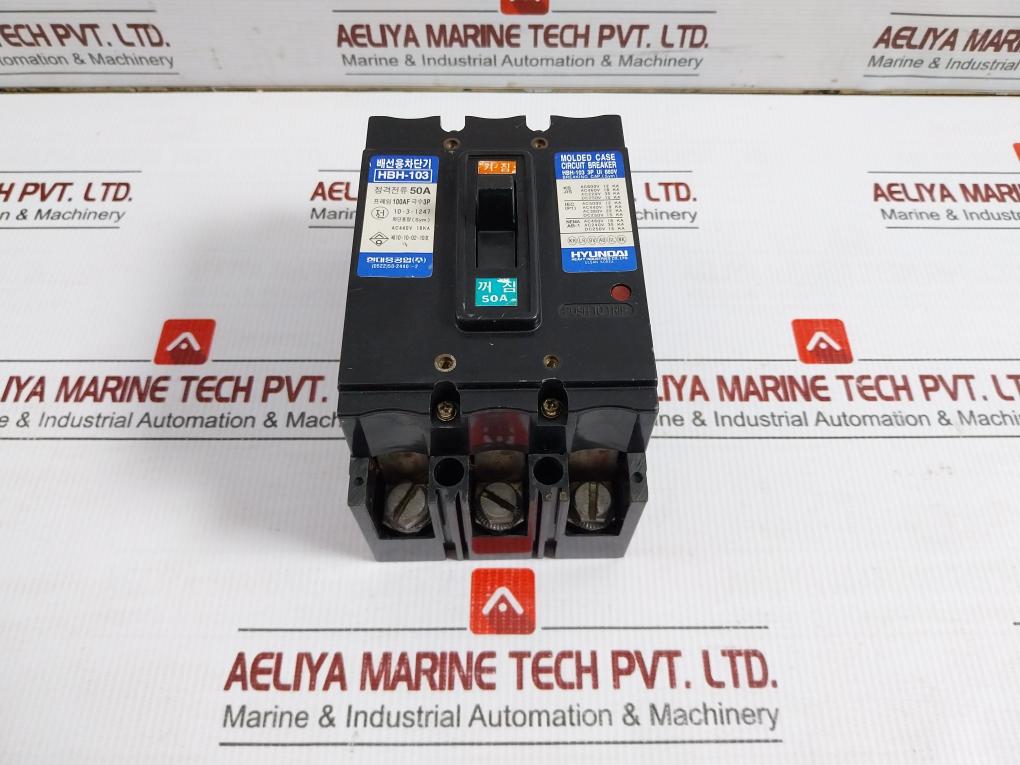 3-pole Molded Case Circuit Breaker 660V 50A Hyundai Hbh-103