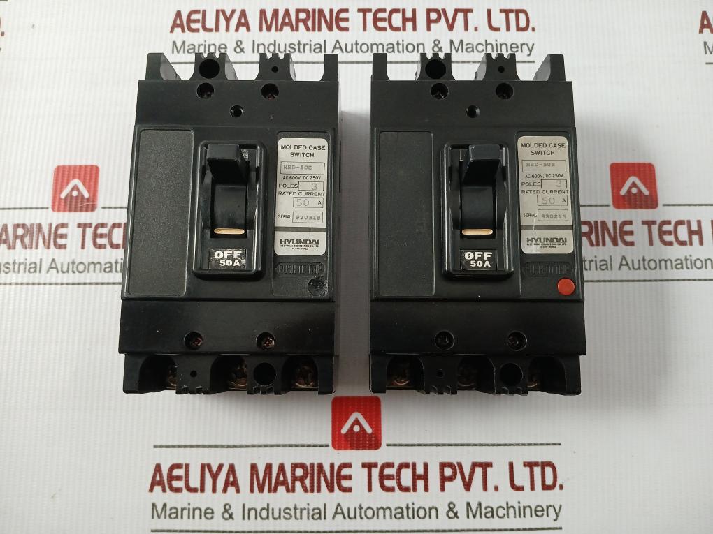 3-pole Molded Case Circuit Breaker Ac 600V, Dc 250V Hyundai Hbd-50S