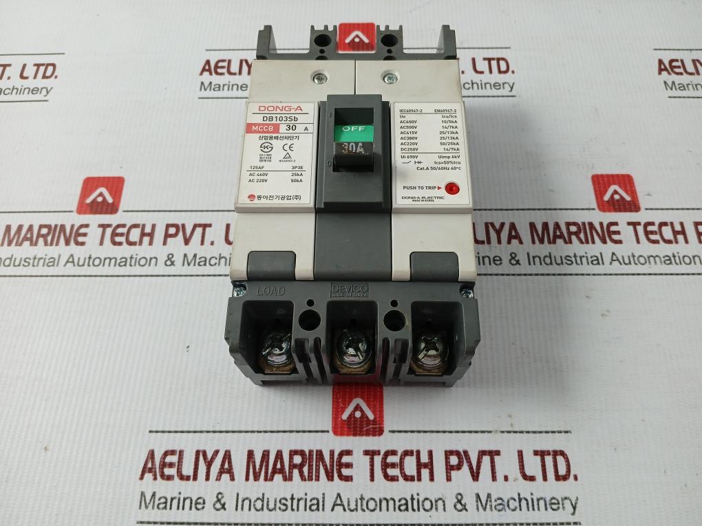 3-pole Molded Case Circuit Breaker Devico Db103Sb Dong-a Electric 30A 690V