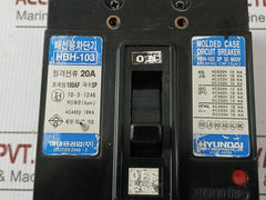 3-pole Molded Case Circuit Breaker Hbh-103 Hyundai 660V/20A