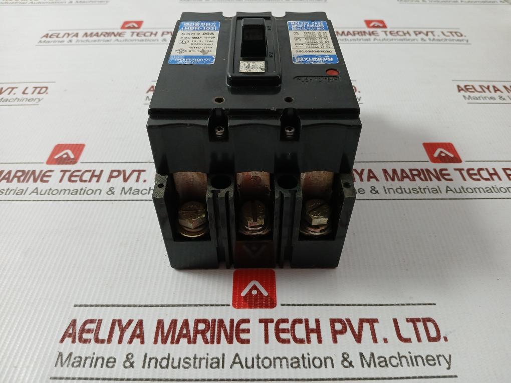 3-pole Molded Case Circuit Breaker Hbh-103 Hyundai 660V/20A