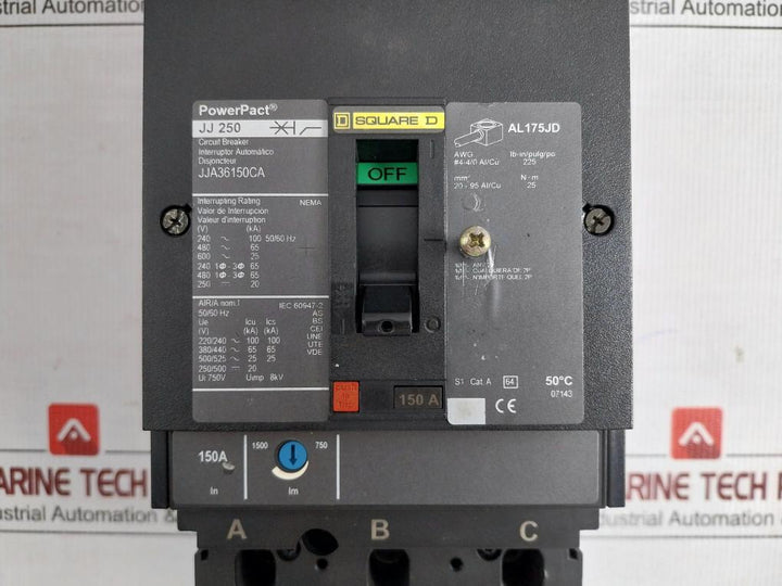 3-pole Molded Case Circuit Breaker Jja36150Ca Square D 150A