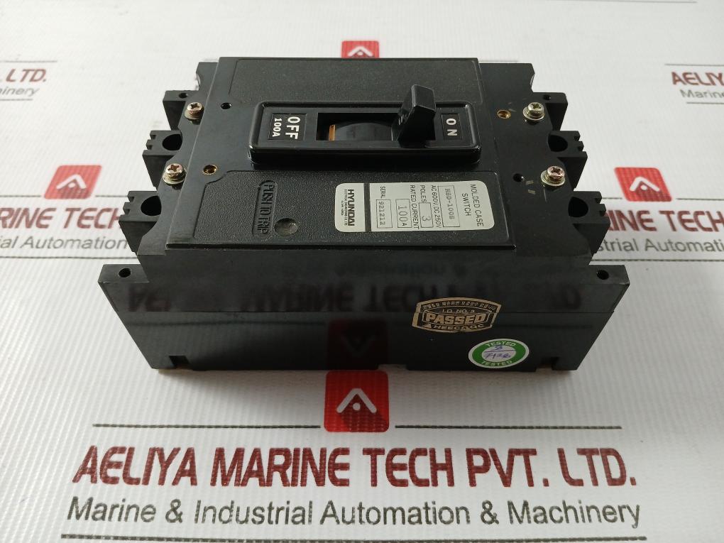 3-pole Molded Case Switch Hsd-100S 100A Hyundai Ac600V Dc250V 100A
