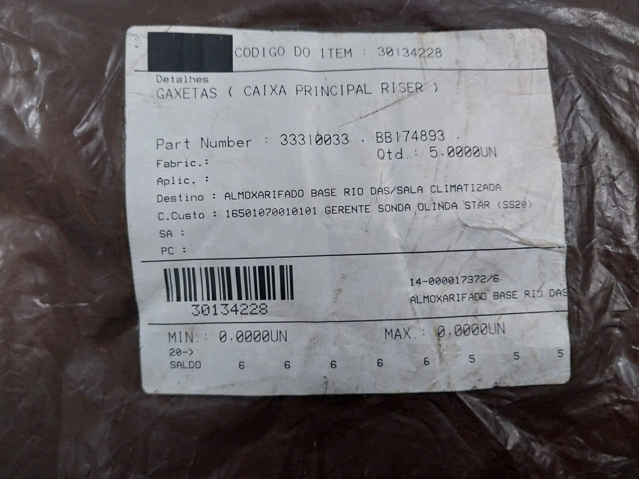 30134228 Gaskets (Main Riser Box) Bb174893