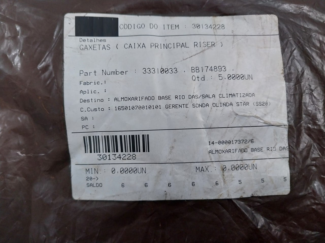 30134228 Gaskets (Main Riser Box) Bb174893