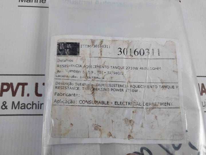 30160311 Tank Heating Resistance Tsi-12/980/3