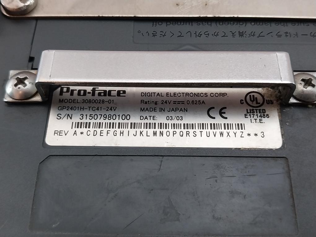 3080028-01 Hmi Interface Display Panel Pro-face 24V 0.625A