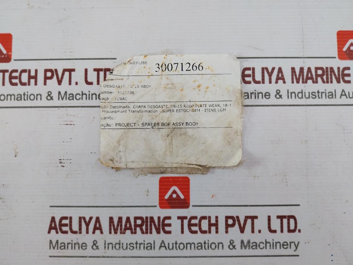 3131238 Wear Plate Rev A3 30071266 18-15 Rbop