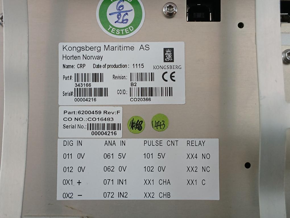 343166 Crp Control Room Panel Kongsberg Maritime 5V