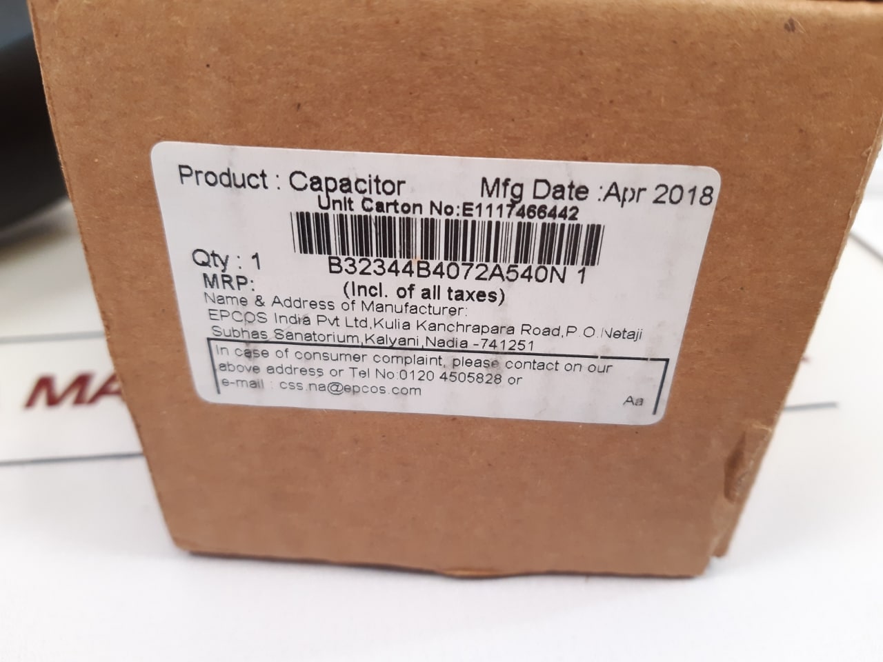 Epcos B32344b4072A540 Phicap Normal Duty capacitor - Aeliya Marine Tech