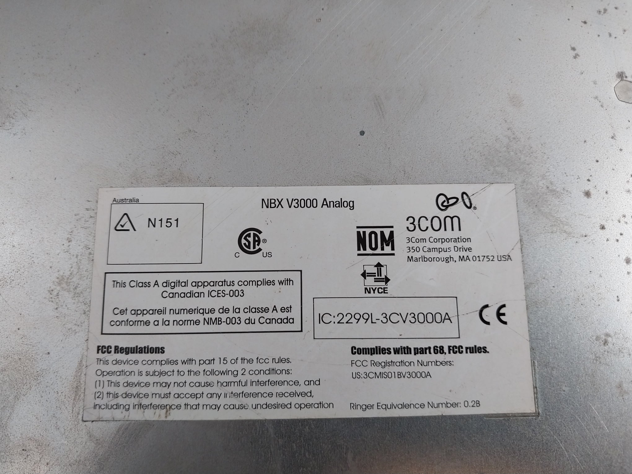 3Com 3C10600A Ip Phone System Platform 50/60Hz