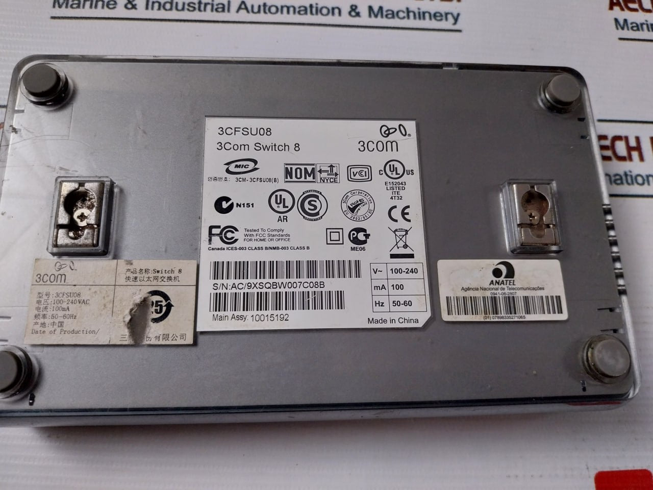 3com 3cfsu08 Ethernet Switch Hub Splitter 240vac 50-60hz